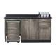 Clinton 58066ML Fashion Finish 66" Wide Cart-Mate Cabinet with Left Side 4-Drawer Cart, Middle Double Doors in Metropolis Gray Color and Graphite Talc Countertop (Sundry Jar Sold Separately; Organizer Holder and Scissors NOT Included)