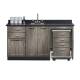 Clinton 58066MR Fashion Finish 66" Wide Cart-Mate Cabinet with Right Side 4-Drawer Cart, Middle Double Doors in Metropolis Gray Color and Graphite Talc Countertop (Sundry Jars, Sink, and Faucet Sold Separately; Organizer Holder and Scissors NOT Included)
