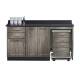 Clinton 58066MR Fashion Finish 66" Wide Cart-Mate Cabinet with Right Side 4-Drawer Cart, Middle Double Doors in Metropolis Gray Color and Graphite Talc Countertop (Sundry Jar Sold Separately; Organizer Holder and Scissors NOT Included)