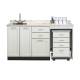 Clinton 58066R Fashion Finish 66" Wide Cart-Mate Cabinet with Right Side 4-Drawer Cart in Arctic White Color and Classic Marble Countertop (Sundry Jars, Sink, and Faucet Sold Separately; Organizer Holder and Scissors NOT Included)