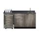 Clinton 58072L Fashion Finish 72" Wide Cart-Mate Cabinet with Left Side 4-Drawer Cart, Right Side Double-Door in Metropolis Gray Color, and Graphite Talc Countertop (Sundry Jars, Sink, and Faucet Sold Separately; Organizer Holder & Scissors NOT Included)