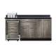Clinton 58072L Fashion Finish 72" Wide Cart-Mate Cabinet with Left Side 4-Drawer Cart, Right Side Double-Door in Metropolis Gray Color, and Graphite Talc Countertop (Sundry Jar Sold Separately; Organizer Holder and Scissors NOT Included)
