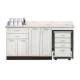 Clinton 58072MR Fashion Finish 72" Wide Cart-Mate Cabinet with Right Side 4-Drawer Cart, Middle Double-Door in Arctic White Color, and Classic Marble Countertop (Sundry Jar Sold Separately; Organizer Holder and Scissors NOT Included)