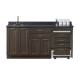 Clinton 58072R Fashion Finish 72" Wide Cart-Mate Cabinet with Right Side 4-Drawer Cart, Left Side Double-Door in Metropolis Gray Color, and Graphite Talc Countertop (Sundry Jars, Sink, and Faucet Sold Separately; Organizer Holder & Scissors NOT Included)