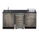 Clinton 58072SL Fashion Finish 72" Wide Cart-Mate Cabinet with Centered 4-Drawer Cart, Left Side Double Doors in Metropolis Gray Color and Graphite Talc Countertop (Sundry Jars, Sink, and Faucet Sold Separately; Organizer Holder & Scissors NOT Included)