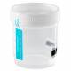 Globe Scientific 6236 Sterile 90mL (3oz) Wide Mouthe Tite-Rite Container with Attached White Screw Cap, Tab Seal ID Label, and Thermometer Strip (Case of 300)