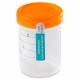 Globe Scientific 6529 Sterile 120mL (4oz) Tite-Rite Container with Attached Orange Screw Cap and Tab Seal ID Label - Individually Wrapped (Case of 100)