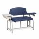 Clinton Model 66002B Lab X Series Bariatric Blood Drawing Chair with Padded Flip Arm and Drawer - Royal Blue