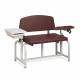 Clinton Model 66002B Lab X Series Bariatric Blood Drawing Chair with Padded Flip Arm and Drawer - Burgundy