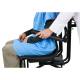Padded lift-away armrests for ease of transferring patients from either side.