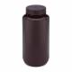 Globe Scientific 7011000AM Diamond® RealSeal™ Wide Mouth, Round, Amber HDPE Bottle with PP Cap - 1000 mL