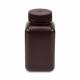 Globe Scientific 7180500AM Diamond® RealSeal™ Bottle, Wide Mouth, Square, Amber HDPE with PP Cap - 500 mL