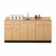 Clinton 8072 Classic Laminate 72" Wide Base Cabinet with 6 Doors and 3 Drawers, Maple. Shown with OPTIONAL upgrade sink and faucet.