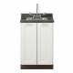 Clinton Fashion Finish Arctic White 24" Wide Base Cabinet Model 8624 shown with Black Alicante Postform Countertop with Sink and Wing Lever Faucet Model 24P