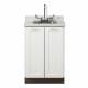 Clinton Fashion Finish Arctic White 24" Wide Base Cabinet Model 8624 shown with White Carrara Postform Countertop with Sink and Wing Lever Faucet Model 24P
