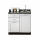Clinton Fashion Finish Arctic White 36" Wide Base Cabinet Model 8636 shown with Black Alicante Postform Countertop with Sink and Wing Lever Faucet Model 36P