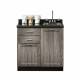 Clinton Fashion Finish Metropolis Gray 36" Wide Base Cabinet Model 8636 shown with Black Alicante Postform Countertop with Sink and Wing Lever Faucet Model 36P