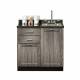 Clinton Fashion Finish Metropolis Gray 36" Wide Base Cabinet Model 8636 shown with Meteorite Postform Countertop with Sink and Wing Lever Faucet Model 36P