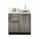 Clinton Fashion Finish Metropolis Gray 36" Wide Base Cabinet Model 8636 shown with White Carrara Postform Countertop with Sink and Wing Lever Faucet Model 36P