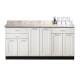 Clinton  Model 8672 Fashion Finish Arctic White 72" Wide Base Cabinet with Classic Marble Countertop (Supplies and Sundry Jars NOT Included)