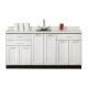 Clinton Fashion Finish Arctic White 72" Wide Base Cabinet Model 8672 shown with White Carrara Postform Countertop with Sink and Wing Lever Faucet Model 72P