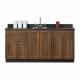Clinton Fashion Finish Chestnut Hill 72" Wide Base Cabinet Model 8672 shown with Black Alicante Postform Countertop with Sink and Wing Lever Faucet Model 72P