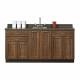 Clinton Fashion Finish Chestnut Hill 72" Wide Base Cabinet Model 8672 shown with Meteorite Postform Countertop with Sink and Wing Lever Faucet Model 72P