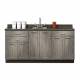 Clinton Fashion Finish Metropolis Gray 72" Wide Base Cabinet Model 8672 shown with Meteorite Postform Countertop with Sink and Wing Lever Faucet Model 72P