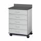 Clinton 8950 Mobile Treatment Cabinet with 5 Drawers - Slate Gray Countertop and Gray Cabinet