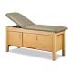 Clinton Classic-Value Cabinet Style Treatment Table with Four Door - Warm Gray Upholstery and Maple Laminate