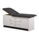 Clinton 91009 Series Cabinet Style Treatment Table with Two Closed Door and Center Drawer - Black Upholstery and Gray Laminate