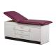 Clinton 91009 Series Cabinet Style Treatment Table with Two Closed Door and Center Drawer - Burgundy Upholstery and Gray Laminate