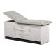 Clinton 91009 Series Cabinet Style Treatment Table with Two Closed Door and Center Drawer - Country Mist Upholstery and Gray Laminate