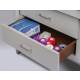 Two drawers with easy-clean, plastic interiors (supplies NOT included)
