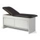 Clinton 91040 Series Panel Leg Treatment Table with Sliding Door - Black Upholstery and Gray Laminate