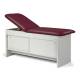 Clinton 91040 Series Panel Leg Treatment Table with Sliding Door - Burgundy Upholstery and Gray Laminate