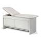 Clinton 91040 Series Panel Leg Treatment Table with Sliding Door - Country Mist Upholstery and Gray Laminate