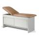 Clinton 91040 Series Panel Leg Treatment Table with Sliding Door - Desert Tan Upholstery and Gray Laminate