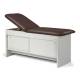 Clinton 91040 Series Panel Leg Treatment Table with Sliding Door - Gunmetal Upholstery and Gray Laminate