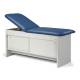 Clinton 91040 Series Panel Leg Treatment Table with Sliding Door - Black Upholstery and Gray Laminate