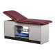 Clinton Cabinet Style Treatment Table with Two Closed Door and Open Center Shelf - Burgundy Upholstery and Gray Laminate (The Items in the Cabinets are Not Included.)
