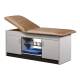Clinton Cabinet Style Treatment Table with Two Closed Door and Open Center Shelf - Desert Tan Upholstery and Gray Laminate (The Items in the Cabinets in the Photo are Not Included.)