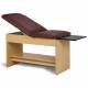 Pull-out, slate gray, laminate leg rest on steel track extends the table to 72"