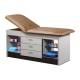Clinton 98013 Series Cabinet Style Treatment Table with Two Open Storage and Center Drawers - Desert Tan Upholstery and Gray Laminate (The Items in the Cabinets are Not Included.)
