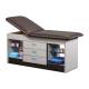 Clinton 98013 Series Cabinet Style Treatment Table with Two Open Storage and Center Drawers - Gunmetal Upholstery and Gray Laminate (The Items in the Cabinets are Not Included.)