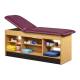 Clinton 98022 Series Cabinet Style Treatment Table with Open Access Storage - Burgundy Upholstery and Maple Laminate (The Items in the Cabinets are Not Included.)