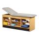 Clinton 98022 Series Cabinet Style Treatment Table with Open Access Storage - Country Mist Upholstery and Maple Laminate (The Items in the Cabinets are Not Included.)