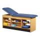 Clinton 98022 Series Cabinet Style Treatment Table with Open Access Storage - Royal Blue Upholstery and Maple Laminate (The Items in the Cabinets are Not Included.)