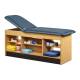 Clinton 98022 Series Cabinet Style Treatment Table with Open Access Storage - Slate Blue Upholstery and Maple Laminate (The Items in the Cabinets are Not Included.)
