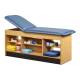 Clinton 98022 Series Cabinet Style Treatment Table with Open Access Storage - Wedgewood Upholstery and Maple Laminate (The Items in the Cabinets are Not Included.)